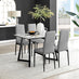 Carson White Marble Effect Dining Table & 4 Grey Milan Black Leg Chairs