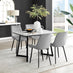 Carson White Marble Effect Dining Table & 4 Grey Pesaro Black Leg Chairs