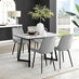 Carson White Marble Effect Dining Table & 4 Grey Pesaro Black Leg Chairs
