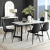 Carson White Marble Effect Dining Table & 6 Black Corona Black Leg Chairs
