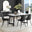 Carson White Marble Effect Dining Table & 6 Black Corona Black Leg Chairs