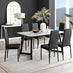 Carson White Marble Effect Dining Table & 6 Black Milan Black Leg Chairs