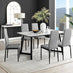 Carson White Marble Effect Dining Table & 6 Grey Milan Black Leg Chairs