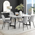 Carson White Marble Effect Dining Table & 6 Grey Pesaro Black Leg Chairs