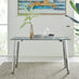 Cosmo Rectangular Glass and Silver Metal 4 Seater Dining Table