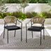 Lanai & Elba Beige Rattan & Black 4 Seat Round Table Garden Dining Set