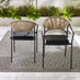 Lanai & Elba Beige Rattan & Black 4 Seat Round Table Garden Dining Set