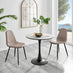 Elina White Marble Effect Round Dining Table & 2 Cappuccino Corona Black Leg Chairs