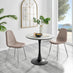 Elina White Marble Effect Round Dining Table & 2 Cappuccino Corona Silver Chairs