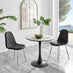 Elina White Marble Effect Round Dining Table & 2 Black Corona Silver Chairs