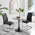 Elina White Marble Effect Round Dining Table & 2 Black Lorenzo Chairs