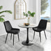 Elina White Marble Effect Round Dining Table & 2 Black Pesaro Black Leg Chairs