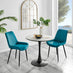 Elina White Marble Effect Round Dining Table & 2 Blue Pesaro Black Leg Chairs