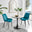 Elina White Marble Effect Round Dining Table & 2 Blue Pesaro Black Leg Chairs