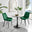 Elina White Marble Effect Round Dining Table & 2 Green Pesaro Black Leg Chairs