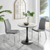 Elina White Marble Effect Round Dining Table & 2 Grey Isco Chairs