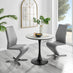 Elina White Marble Effect Round Dining Table & 2 Grey Willow Chairs