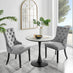 Elina White Marble Effect Round Dining Table & 2 Grey Belgravia Black Leg Chairs