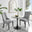 Elina White Marble Effect Round Dining Table & 2 Grey Belgravia Black Leg Chairs