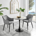 Elina White Marble Effect Round Dining Table & 2 Grey Calla Black Leg Chairs