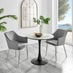 Elina White Marble Effect Round Dining Table & 2 Grey Calla Silver Leg Chairs