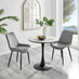 Elina White Marble Effect Round Dining Table & 2 Grey Pesaro Black Leg Chairs