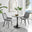 Elina White Marble Effect Round Dining Table & 2 Grey Pesaro Black Leg Chairs
