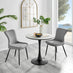 Elina White Marble Effect Round Dining Table & 2 Light Grey Nora Black Leg Chairs