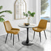 Elina White Marble Effect Round Dining Table & 2 Mustard Pesaro Black Leg Chairs