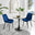Elina White Marble Effect Round Dining Table & 2 Navy Pesaro Black Leg Chairs