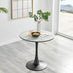 Elina White Marble Effect Round Dining Table & 2 Grey Corona Black Leg Chairs