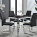 Enna Black Glass Extending Dining Table and 4 Black Lorenzo Chairs