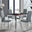 Enna Black Glass Extending Dining Table and 4 Grey Milan Chairs