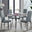 Enna White Glass Extending Dining Table and 4 Grey Milan Black Leg Chairs