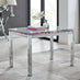 Enna White Glass Extending Dining Table with 6 Green Fabric Lorenzo Chairs