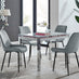 Enna White Glass Extending Dining Table and 4 Grey Pesaro Silver Leg Chairs
