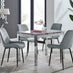 Enna White Glass Extending Dining Table and 4 Grey Pesaro Silver Leg Chairs