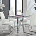 Enna White Glass Extending Dining Table and 4 White Lorenzo Chairs