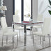 Enna White Glass Extending Dining Table and 4 White Milan Chairs
