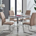 Enna White Glass Extending Dining Table and 4 Cappuccino Lorenzo Chairs