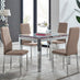 Enna White Glass Extending Dining Table and 4 Cappuccino Milan Chairs