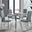 Enna White Glass Extending Dining Table and 4 Grey Milan Chairs