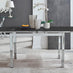 Enna Black Glass Extending Dining Table and 6 Grey Milan Chairs