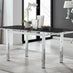 Enna Black Glass Extending Dining Table and 4 Black Milan Chairs