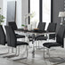 Enna Black Glass Extending Dining Table and 6 Black Lorenzo Chairs