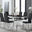 Enna Black Glass Extending Dining Table and 6 Black Milan Chairs