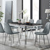 Enna Black Glass Extending Dining Table and 6 Grey Corona Silver Leg Chairs