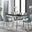 Enna Black Glass Extending Dining Table and 6 Grey Corona Silver Leg Chairs