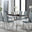 Enna Black Glass Extending Dining Table and 6 Grey Milan Chairs