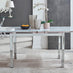 Enna White Glass Extending Dining Table and 6 White Milan Chairs